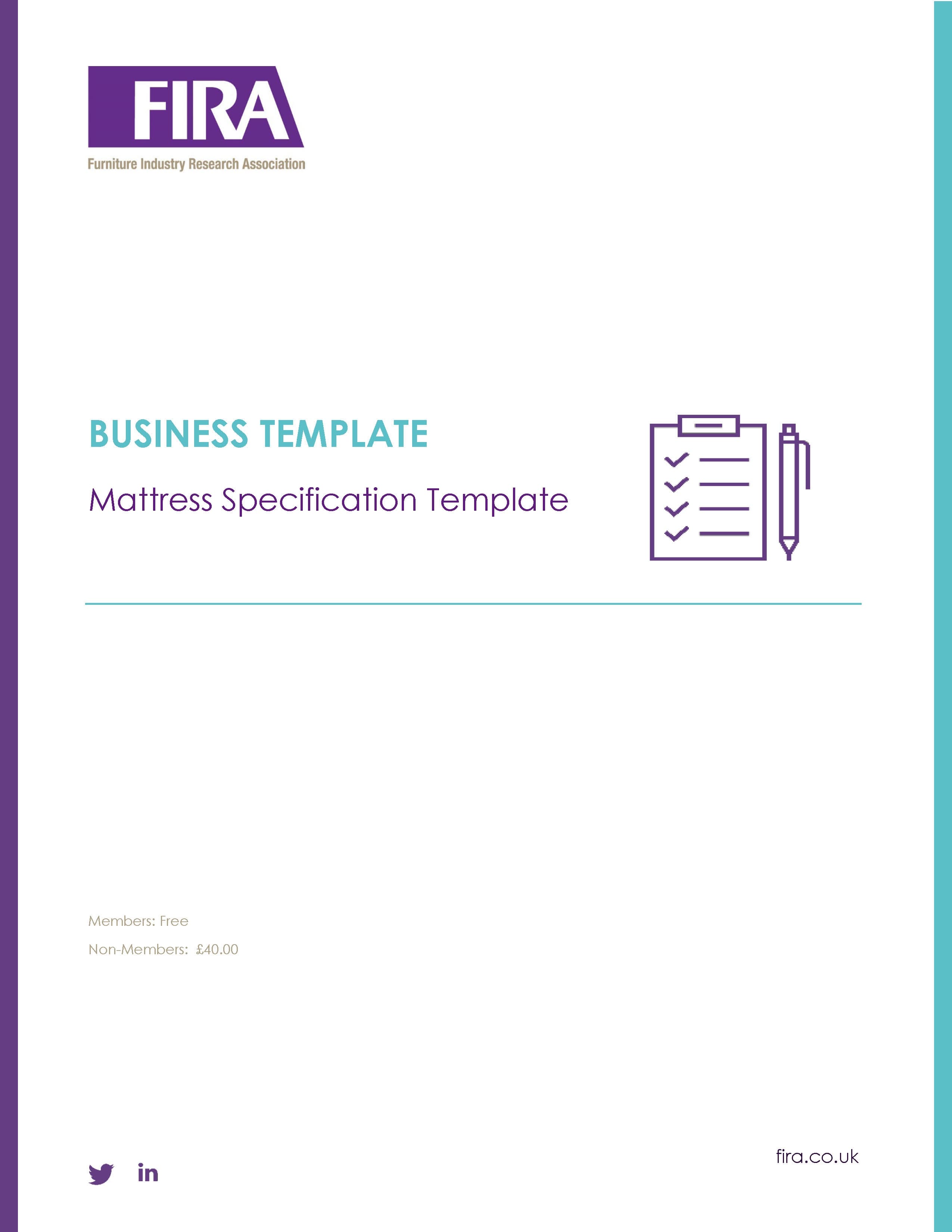 Mattress Specification Template